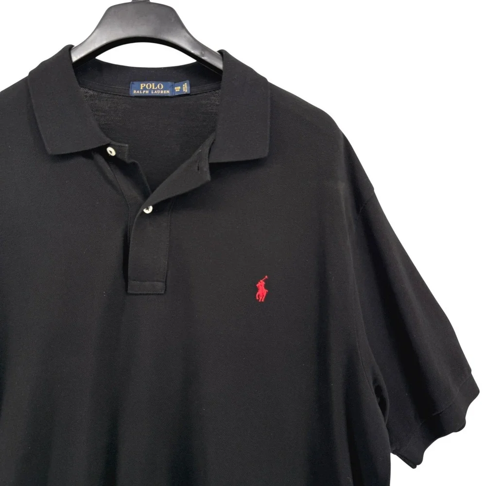 Polo Ralph‎ Lauren Polo Shirt Mens 2XB BIG Pre-Owned Polo Black Red Pony Cotton